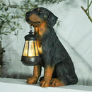 Garden Dog Statues Outdoor Decor, 13" Solar Powered LED Lights Outdoor Statue Garden Decorations Rottweiler Figurine for Patio, Lawn, Yard Art Decoration, Housewarming Garden Gift by CozyNest Decor