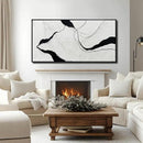 Large Framed Abstract Wall Art 29"x58" Black and White Contemporary Line Canvas Neutral Wall Decor for Modern Living Room Office Bedroom by CozyNest Decor