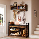 YITAHOME Hall Tree with Bench for Entryway, Wall Mount Coat Rack Shoe Bench Set, Industrial Entrance Organizer with Storage for Hallway, Rustic Brown by CozyNest Decor