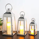 TRIROCKS Set of 3 Stainless Steel Candle Lanterns 20.5''&16''&12''H Decorative Candle Holders with Tempered Glass for Indoor Outdoor Porch Parities and Wedding(Silver) by CozyNest Decor