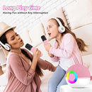 goopow Mini Karaoke Machine Speaker for Kids Adults, Portable Bluetooth Microphone Song Toys with LED Light, Best Chritmas Birthday Festival Gift for 3 4 5 6 7 8+ Year Old Girls Boys (Pink-2Mic) by TinyTreasures Baby Boutique