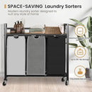 Laundry Hamper, Laundry Basket, Laundry Sorter with 3 Removable Bags, Clothes Basket with 3 Compartments, Wheels, Shelf for Laundry Room Bathroom Bedroom (3 Bags-Black Grey White) by CozyNest Decor