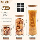 Glass Food Storage Jars, Glass Jars with Bamboo Lids, Kitchen Storage Jars, Canisters with Airtight Lids for Spice, Coffee, Cookie, Set of 5, Pantry Organizers by CozyNest Decor