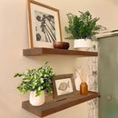 IAE Walnut Floating Wall Shelves 16 inch, Bathroom Shelves Wall Mounted,Invisible Shelf Floating Kitchen Shelves,Wooden Wall Shelving with Brackets for Living Room Wall Mounted,Easy Install,Set of 2 by CozyNest Decor