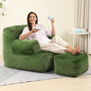Comfy Gaint Bean Bag Chair with Ottoman, Huge Bean Bag Armchair for Adults and Teens, Green by CozyNest Decor