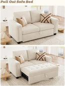 Belffin Modular Sectional Sleeper Sofa with Pull Out Couch Bed Modular Sleeper Loveseat Sectional Sofa Velvet Fabric for Living Room Apartment Beige by CozyNest Decor