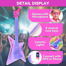 Guitar and Microphone Play Set with Glasses,Music Toys with Music&Light,Kids Karaoke Machine,Music Instruments for Toddlers,Girls,Perschool Educational Toys Gift for Children by TinyTreasures Baby Boutique