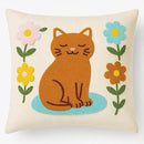 katre home madame & textile Cat Throw Pillow Cover – 100% Cotton Embroidered Decorative Cushion Case 18x18 – Handmade Punch Needle Pillow for Sofa, Bed, Couch or Gift for Cat Lovers by CozyNest Decor