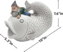 Gnome Fish Sculpture, Garden Animal Statue & Outdoor Decor, Eco-Friendly Resin Gutter Diverter Rain, Decorative Gutter Extension Downspout, Splash Block, Perfect for 3"x4" Downspouts by GreenHaven Gardens
