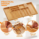 BAMEOS Expandable Silverware Drawer Organizer with Removable Knife Blocks, Bamboo Kitchen Utensil Holder from 21" to 36", Large Cutlery Tray with Divider for Forks, Spoons, Knives by CozyNest Decor