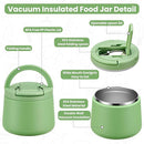 14oz Insulated Vacuum Food Jar with Buckle Lid,Soup Thermo for Hot Food Kids,Wide Mouth Leakproof Stainless Steel Lunch Container with Spoon-Green by TinyTreasures Baby Boutique