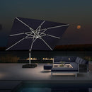 PURPLE LEAF 10' X 13' Double Top Deluxe Solar Powered LED Rectangle Patio Umbrella Offset Hanging Umbrella Outdoor Cantilever Umbrella, Navy Blue by GreenHaven Gardens