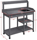 Yaheetech Outdoor Potting Bench Table Potters Benches Garden Workstation for Horticulture with Drawer/Adjustable Shelf Rack/Removable Sink/Hooks/Pads, Gray by GreenHaven Gardens