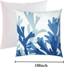 Embroidered Decorative Throw Pillow Cover, 18"x18" Set of 2, Farmhouse Pillowcase Blue Corals Knit Pattern Cotton Canvas Cushion Case Square Floral Pillow Case for Sofa Couch Bed Living Room by CozyNest Decor