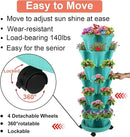 Vertical Planter, 7 Tier Stackable Strawberry Planter with Garden Tool Set, Movable Indoor/Outdoor Garden Herb Pot for Growing Vegetables and Succulents, Teal by CozyNest Decor
