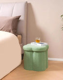B FSOBEIIALEO Storage Ottoman Cube, Flowers Shaped Ottomans with Storage Foot Stool Footrest, Boucle Ottoman Seat for Dorm Room, Faux Teddy Fur, Green 15"x15"x15" by CozyNest Decor