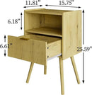 Nightstand,Modern Bedside Table with Storage Drawer and Open Wood Shelf, Accent Night Stand with Solid Wood Legs for Living Room, Bedroom and Small Spaces,Easy Assembly (Yellow Oak) by CozyNest Decor