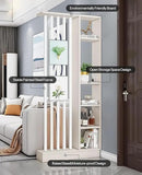 Wall Room Divider, Storage Cabinet Storage Display with Shelves, Modern Freestanding Wood Room Divider Screen, Wall Privacy Screens for Home Office Decorative (Beige+White,31.5" L x 9.5" W x 79.5" H) by CozyNest Decor