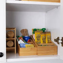 HTB 4-Section Snack Organizer with Removable Dividers for Kitchen, Cabinet, Office, Countertop, 2 Pack Bamboo Pantry Storage Organization for Spice Packets, Seasoning Pouches, Coffee Pods by CozyNest Decor
