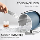 3L Ice Bucket with Silicone Lid, Scoop, Tongs & Strainer, Stainless Steel Double Wall Insulated Ice Buckets for Parties & Cocktail Bar, Outdoor Champagne Ice Container Bin, Navy by CozyNest Decor