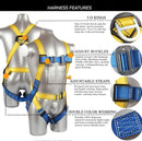 Fall Protection Safety Harness OSHA/ANSI Compliant,internal Shock Absorbing landyard&Hook by TinyTreasures Baby Boutique