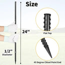24 Inches Straight Rebar Stakes(20-Pack), 1/2" Diameter Steel Metal Stakes for Garden with Chisel Point End Heavy Duty Ground Anchors for Landscape, Concrete Form, Camping & Trapping Black by CozyNest Decor