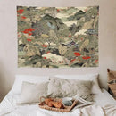 Asian Tapestry, Japanese Red Landscape, Bedroom & Living Room Decor, 40"x30" by CozyNest Decor