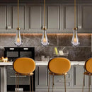 Modern Raindrop Pendant Lights, Pendant Lights for Kitchen Island, Brass Rod Dining Room Light Fixture， Clear Solid Raindrop Chandelier, Chandelier for Living Room Hallway, Including Bulb by CozyNest Decor