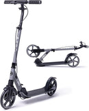 Aero Big Wheels Kick Scooter for Kids 6+, Teens & Adults | Light Up Wheels, Hand Brake, Rubber Deck Mat & Shock Absorption | Foldable & Height Adjustable by TinyTreasures Baby Boutique