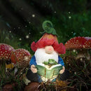 Garden Gnome Statue-Resin Gnome Figurine Hugging Turtle Reading Book with Solar LED Lights，Outdoor Summer Decorations for Patio Yard Lawn Porch,Garden Ornament Gift by CozyNest Decor