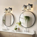 Modern Bathroom Vanity Light 2-Lights Black Crystal Bathroom Wall Light Vanity Light Fixtures by CozyNest Decor