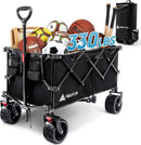 Hikenture Collapsible Wagon Cart, 330lbs Capacity Beach Wagons with Big Wheels for Sand, Heavy Duty Foldable Cart with Brakes, Portable Utility Folding Garden Cart for Outdoor by GreenHaven Gardens
