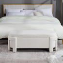 Modern Upholstered Storage Bench, Boucle Sherpa Fabric 50" Long Entryway Bench with Storage and Seating, Comfy Cute Ottoman Bench for Living Room/End of Bed/Hallway, White by CozyNest Decor