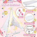 8 Pack Sleepover Tent for Girls Party,Teepee Tent for Kids Slumber Party Bulk with Light String,Air Mattress,Fitted Sheet,Washable Natural Cotton Toddler Teepee Indoor Outdoor(White) by TinyTreasures Baby Boutique
