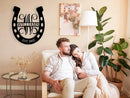Personalized Horseshoe Metal Sign with Initial and Family Name, Custom Monogram Horseshoe Metal Sign, Horseshoe Metal Wall Art Last Name Sign Equestrian Horse Lover Gift Horseshoe Living Room Decor by CozyNest Decor