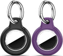 Upgrade Waterproof 2 Pack Airtags Holder with Apple Airtags Keychain, Hard PC Air Tag Case, Anti-Scratch & Shock Air tag Holder, Men's Women's Keyrings & Keychains-Black+Dark Purple by TinyTreasures Baby Boutique