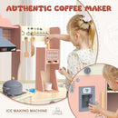 ANPABO Play Kitchen for Kids, Wooden Kitchen Playset w/Real Lights & Sounds, Coffee & Ice Maker, Microwave, Stove, 30Pcs Accessories Include Play Food, Pretend Play Set for Boys & Girls, Pink by TinyTreasures Baby Boutique