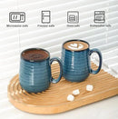 Hasense Coffee Mugs, 15 Ounce Porcelain Mugs Set of 2 with Handle for Morning Coffee Tea and Cocoa, Ceramic Coffee Cups Gift Box with Beautiful Glaze Coasters Spoons for Men and Women, Navy by CozyNest Decor