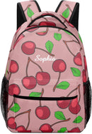 Ripe Red Cherry Custom Kids Backpack 16.5 Inch for Boy Girl, Personalized Waterproof Child School Travel Bag with Name by TinyTreasures Baby Boutique