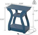 End Tables Living Room, End Table end Table with Charging Station and USB,Navy Blue Side Table, Nightstand for Bedroom,3 Tier End Table with Storage Shelf for Living Room by CozyNest Decor