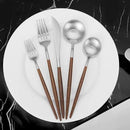 Matte Silver Silverware Set With Brown Handle, Vanys 20 Piece Stainless Steel Cutlery Flatware Set, Kitchen Utensil Sets for 4, Tableware With Knife Spoons And Forks Set, Satin Finished Polished by CozyNest Decor