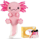 Crochet Kit for Beginners, Learn to Crochet, Include Easy Knitting Soft Yarn, Step-by-Step Video Tutorial, Hook, Holiday Birthday Gift for Adults and Kids(Happy Axolotl) by TinyTreasures Baby Boutique