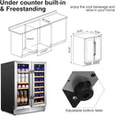 Wine and Beverage Refrigerator Upgraded, 24 Inch Beverage Refrigerator Cooler Dual Zone with Glass Door, Under Counter or Freestanding Beverage Fridge with Large Capacity, Advanced Cooling System by CozyNest Decor