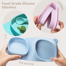Silicone Foldable Novelty Dinner Plates,Suction Plates for Baby Travel Essential with Forks and Spoons,Microwave & Dishwasher Safe,Baby Blue by TinyTreasures Baby Boutique