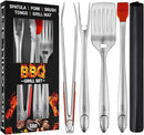 Kaluns BBQ Grilling Accessories, Grilling Gifts for Men Dad, Grill Tools for Outdoor Grill, Heavy Duty Stainless Steel Grill Set with Spatula, Tongs, Fork, Brush, & Grilling Mat, Best BBQ Gifts by GreenHaven Gardens