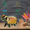 Handcrafted Wooden Elephant Figurine – Traditional Artwork, Gold & Gemstone Embellishments – Lucky Decorative Elephant Statue for Prosperity | Beautiful Elefantes Decorativos para Sala (Black & Gold) by CozyNest Decor
