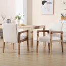 Kmax Modern Dining Chairs Set of 2 Linen Fabric Kitchen Arm Chairs Upholstered Accent Chairs with Wooden Legs for Dining Room, Living Room, Bedroom, White by CozyNest Decor