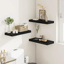 Black Floating Shelves for Wall 24 Inches Long, 12" Deep Wall Shelves 2" Thick, Heavy Duty Shelf for Bedroom, Bathroom, Living Room, Kitchen, Office, Home Decor, Modern Shelf Set of 2, 24" X 12" X 2" by CozyNest Decor