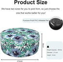 Inflatable Ottoman Stool D21 xH9 for Outdoor/Indoor Use, Water Repellent Patio Foot Rest with Portable Handle,Round Pouf Ottoman Suitable for Garden,Deck and Camping - Blue Salmone Tropical by CozyNest Decor