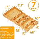 SpaceAid 7-Piece Bamboo Drawer Organizer Storage Boxes Set, Wood Tray Junk Drawer Organizers Multi-Use Divider Bins for Kitchen, Bathroom, Office Desk and Makeup Organization (7 Pack, Natural) by CozyNest Decor